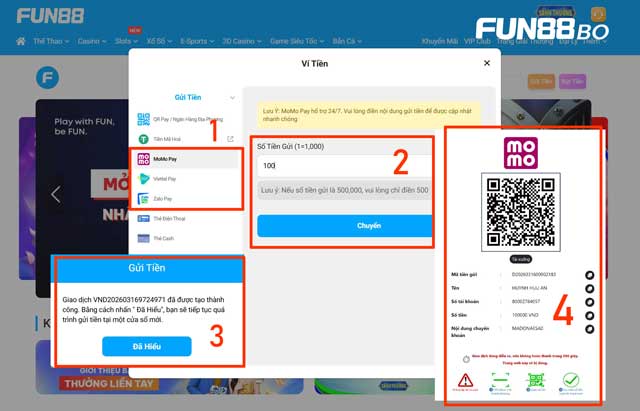 Nạp tiền Fun88 qua ví điện tử