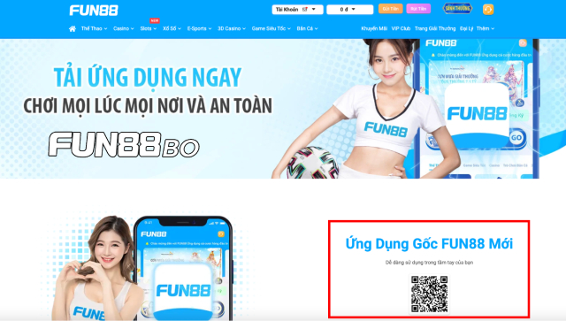 Tải app Fun88 nhanh chóng bằng cái quét mã QR